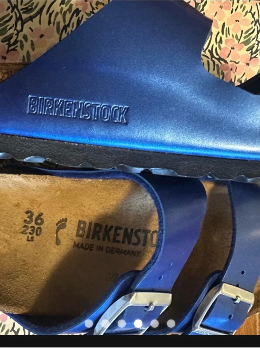 Birkenstock Blue Two-Buckle Slide Sandals